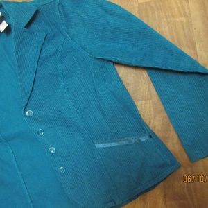TURQUOISE HERRINGBONE LOOK BLAZER/SZ 10/FITTED